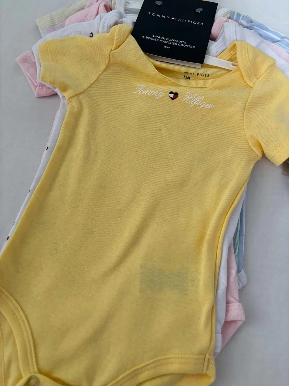 New! Tommy Hilfiger 4-pack infant girls bodysuits 12 months
